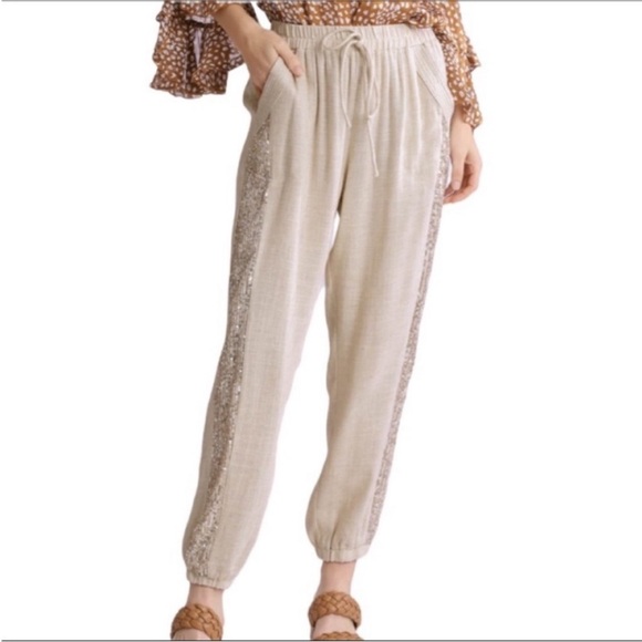 UMGEE sequins linen jogger pants M - Picture 3 of 8